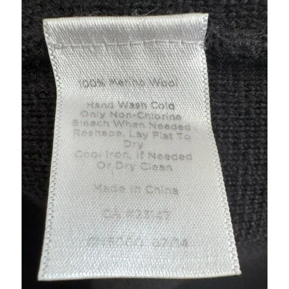 Talbots 100% Merino Wool Cardigan Jacket Size PL Open Front Zipper Pockets Black - Picture 4 of 4